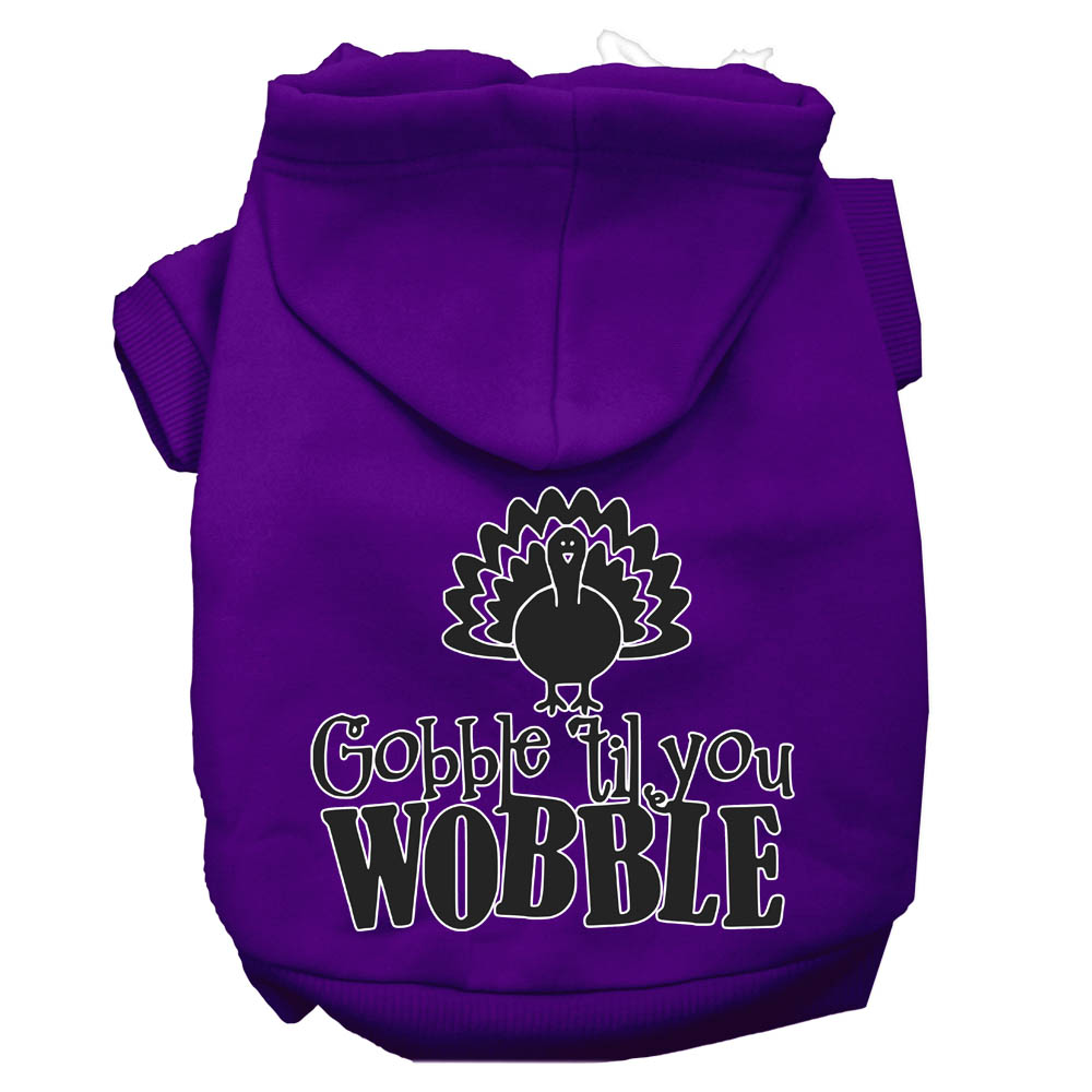 Gobble til You Wobble Screen Print Dog Hoodie Purple XL